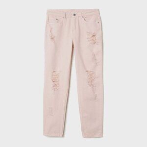 EUC H&M light pink denim jeans with cut outs, 6